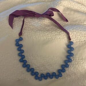 J. Crew Cuts periwinkle beaded Necklace with Purple Ribbon
